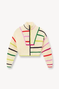 STAUD CROPPED HAMPTON SWEATER CREAM RAINBOW MULTI><noscript><img width=