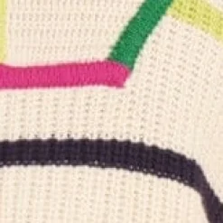 STAUD CROPPED HAMPTON SWEATER CREAM RAINBOW MULTI><noscript><img width=