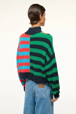 STAUD CROPPED HAMPTON SWEATER CABANA STRIPE MULTI><noscript><img width=
