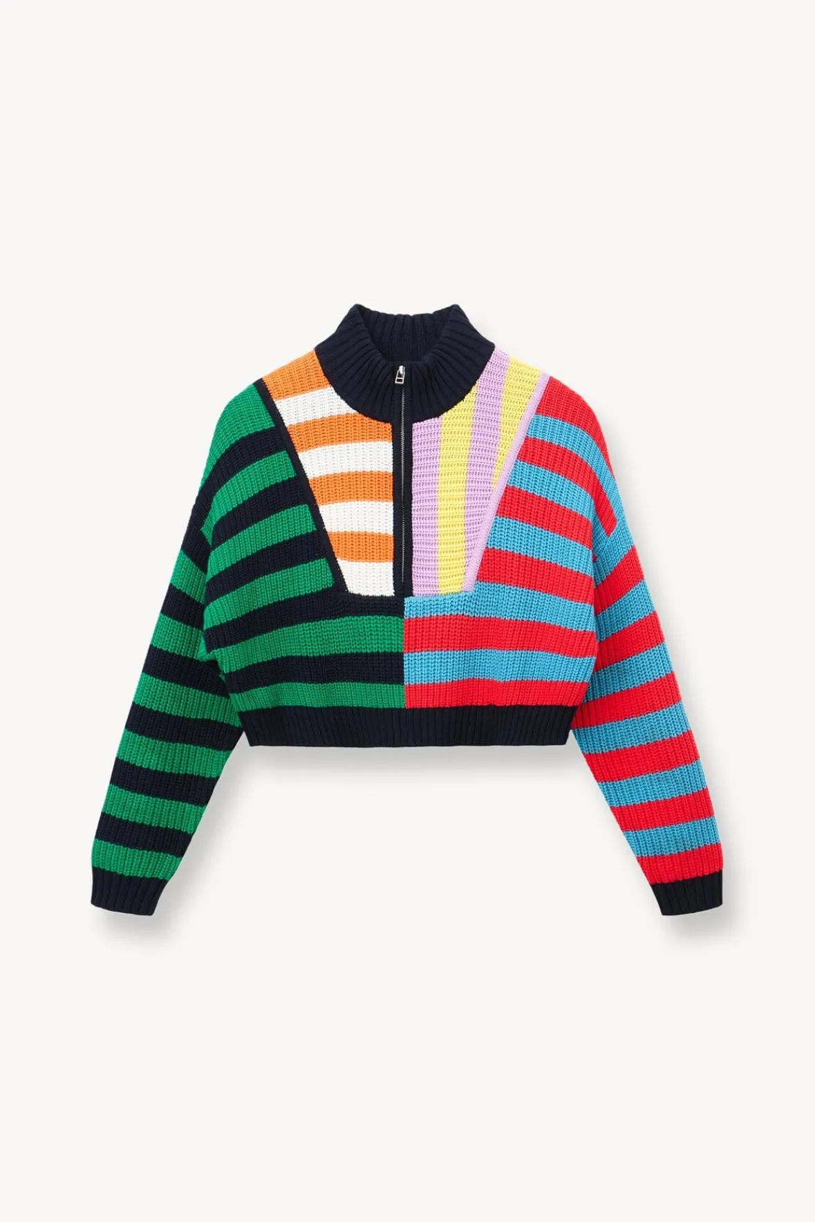 STAUD CROPPED HAMPTON SWEATER CABANA STRIPE MULTI> Sweaters
