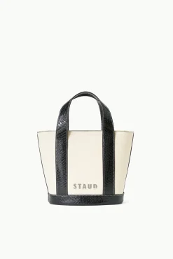 STAUD CUSTOM ALLORA MINI TOTE CREAM BLACK><noscript><img width=