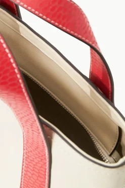 STAUD CUSTOM ALLORA MINI TOTE CREAM RED ROSE><noscript><img width=