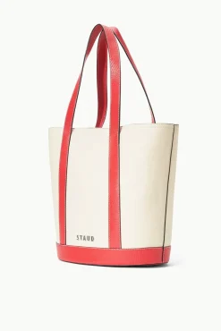 STAUD CUSTOM ALLORA TOTE CREAM RED ROSE><noscript><img width=