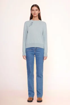 STAUD CUSTOM CASHMERE CREWNECK SWEATER | LIGHT BLUE><noscript><img width=