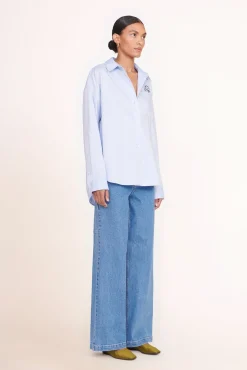 STAUD CUSTOM CLASSIC OVERSIZED SHIRT | OXFORD BLUE><noscript><img width=