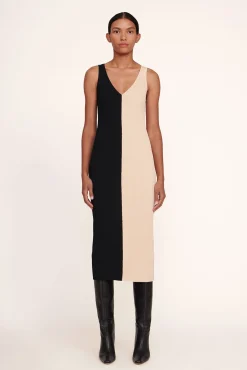 STAUD DANA DRESS BUFF BLACK> Knit Dresses|Midi Dresses