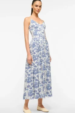 STAUD DENA DRESS BLUE TOILE> Maxi Dresses|Dresses