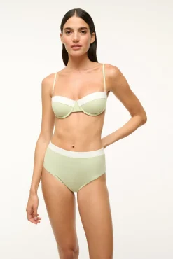 STAUD DEVON HIGH RISE BIKINI BOTTOM PALE JADE/WHITE><noscript><img width=