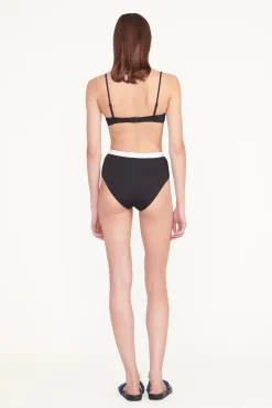 STAUD DEVON HIGH RISE BIKINI BOTTOM BLACK WHITE><noscript><img width=