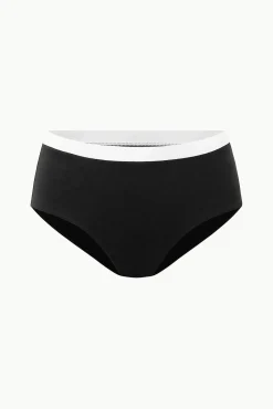 STAUD DEVON HIGH RISE BIKINI BOTTOM BLACK WHITE><noscript><img width=