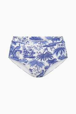 STAUD DEVON HIGH RISE BIKINI BOTTOM BLUE TOILE><noscript><img width=