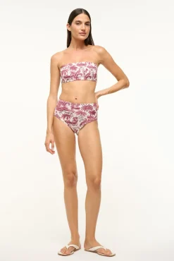 STAUD DEVON HIGH RISE BIKINI BOTTOM BORDEAUX TOILE> Swim|Bikinis