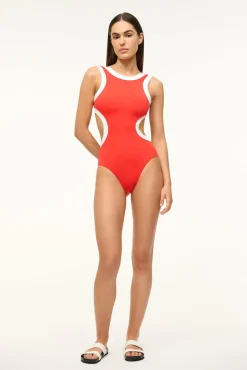 STAUD DOLCE ONE PIECE RED WHITE> Swim|One Pieces