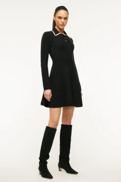 STAUD DUJOUR DRESS BLACK IVORY> Dresses|Knit Dresses
