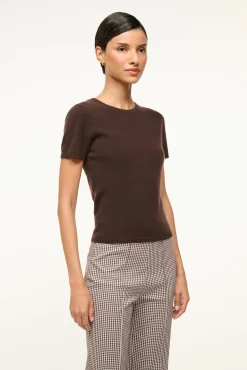 STAUD EASY CASHMERE TEE DARK CHOCOLATE><noscript><img width=