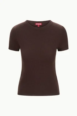 STAUD EASY CASHMERE TEE DARK CHOCOLATE><noscript><img width=