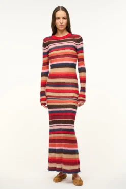 STAUD EIZA DRESS AUTUMNAL FADED STRIPE> Knit Dresses|Maxi Dresses