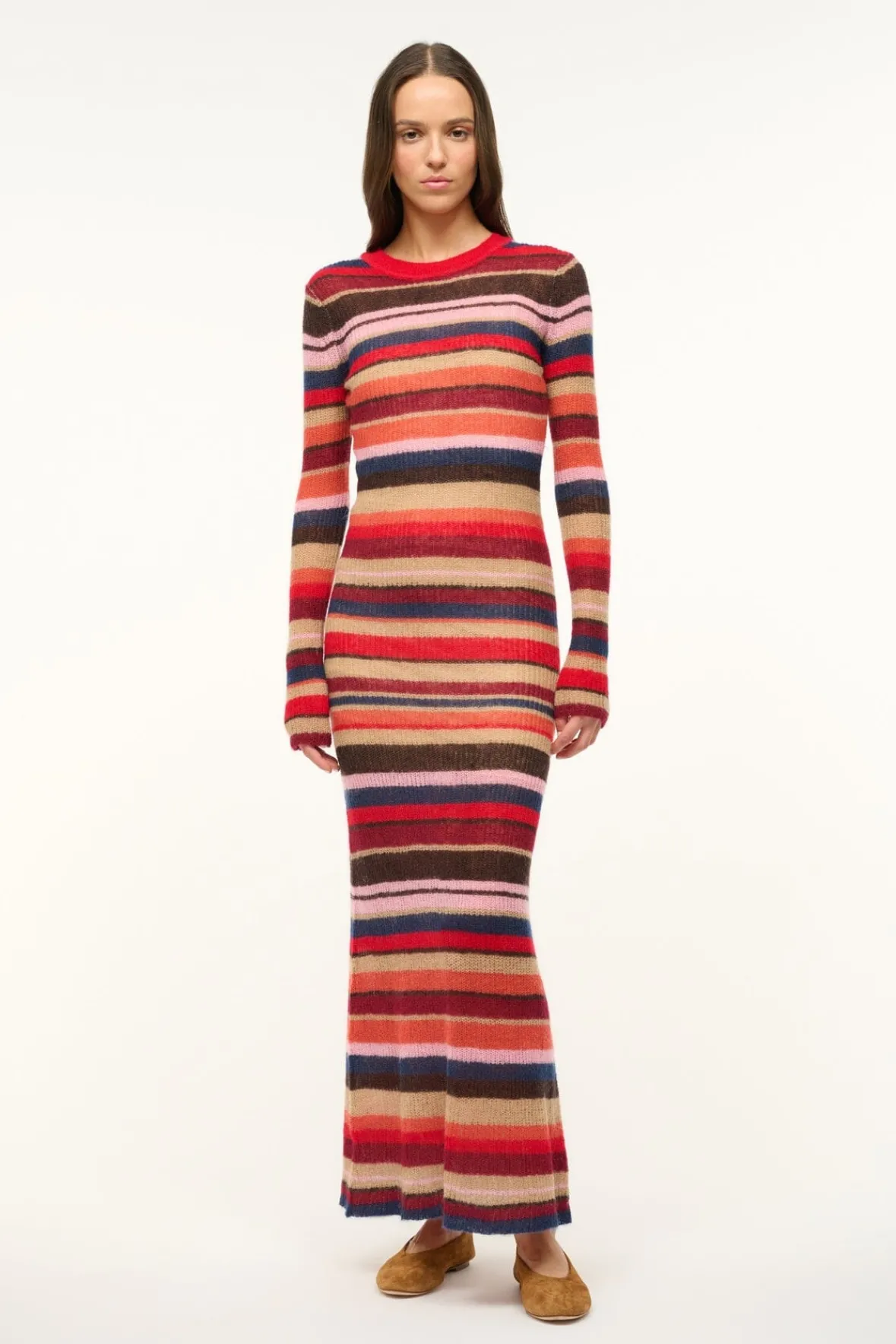 STAUD EIZA DRESS AUTUMNAL FADED STRIPE> Knit Dresses|Maxi Dresses