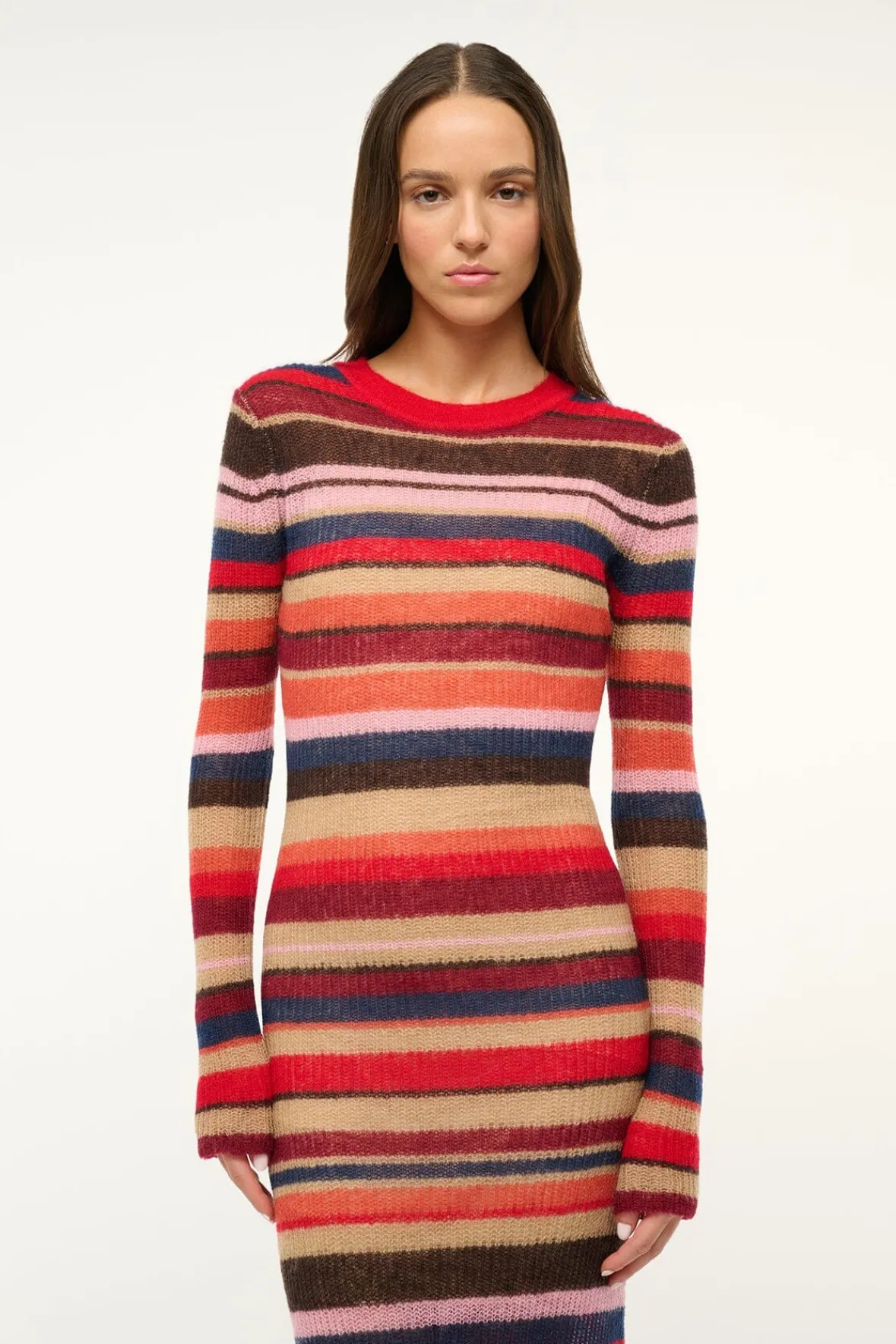 STAUD EIZA DRESS AUTUMNAL FADED STRIPE> Knit Dresses|Maxi Dresses