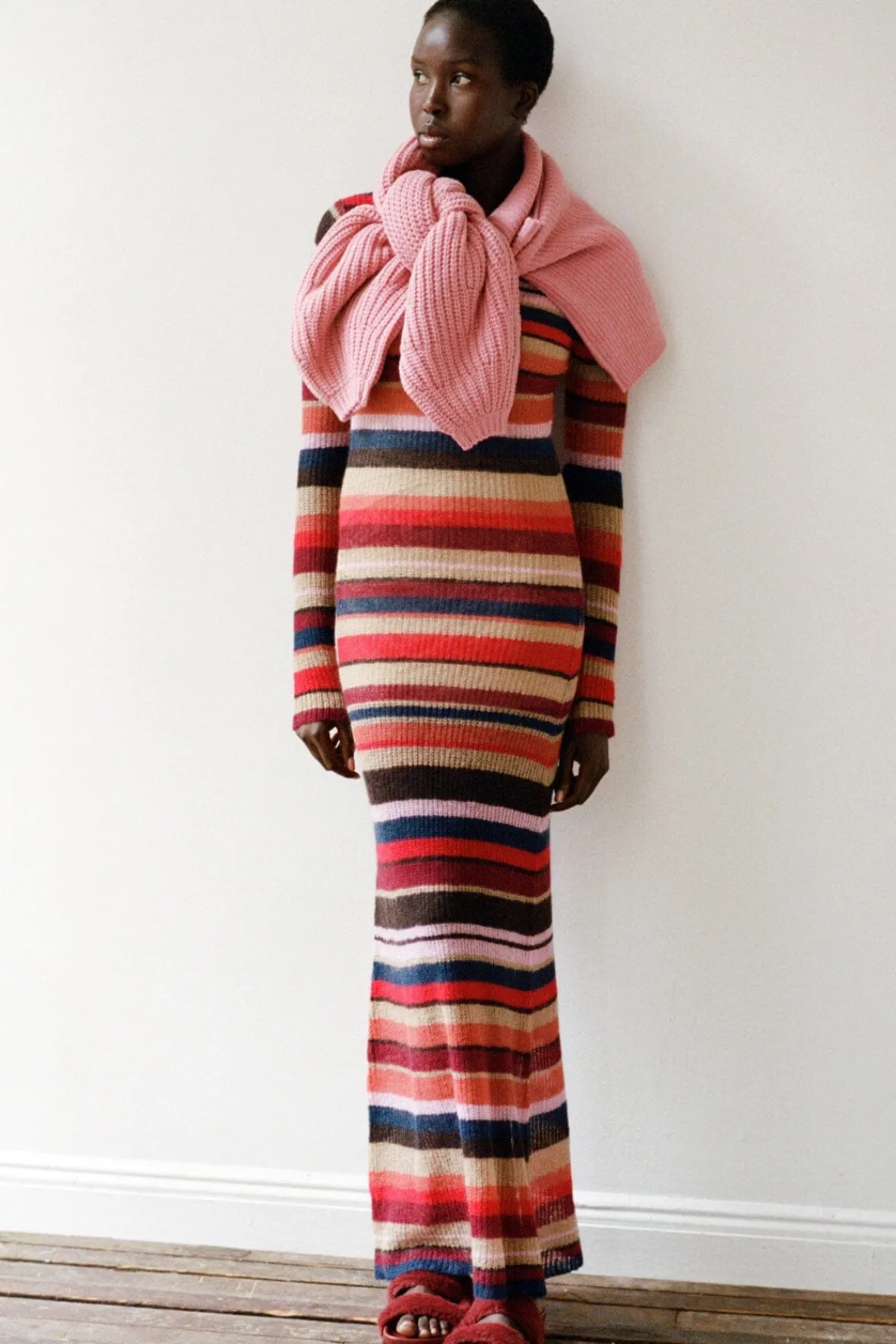 STAUD EIZA DRESS AUTUMNAL FADED STRIPE> Knit Dresses|Maxi Dresses