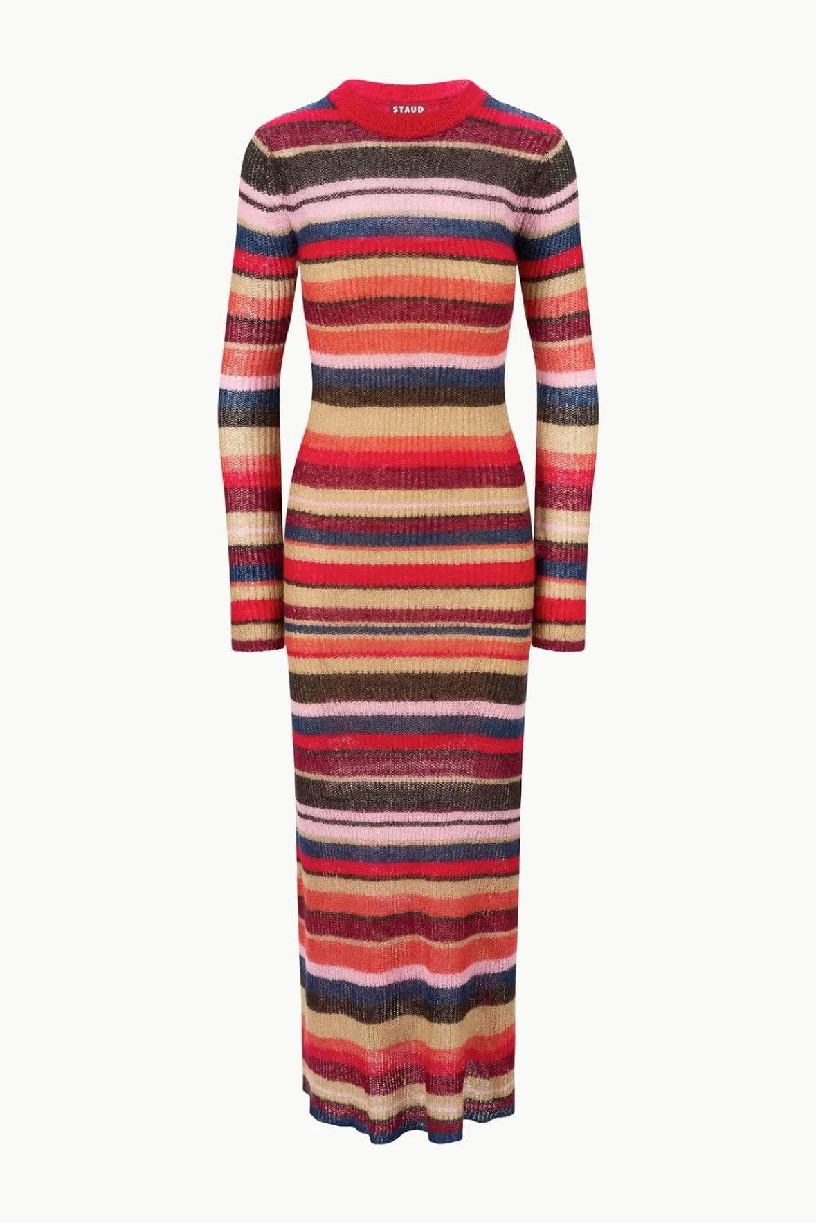 STAUD EIZA DRESS AUTUMNAL FADED STRIPE> Knit Dresses|Maxi Dresses