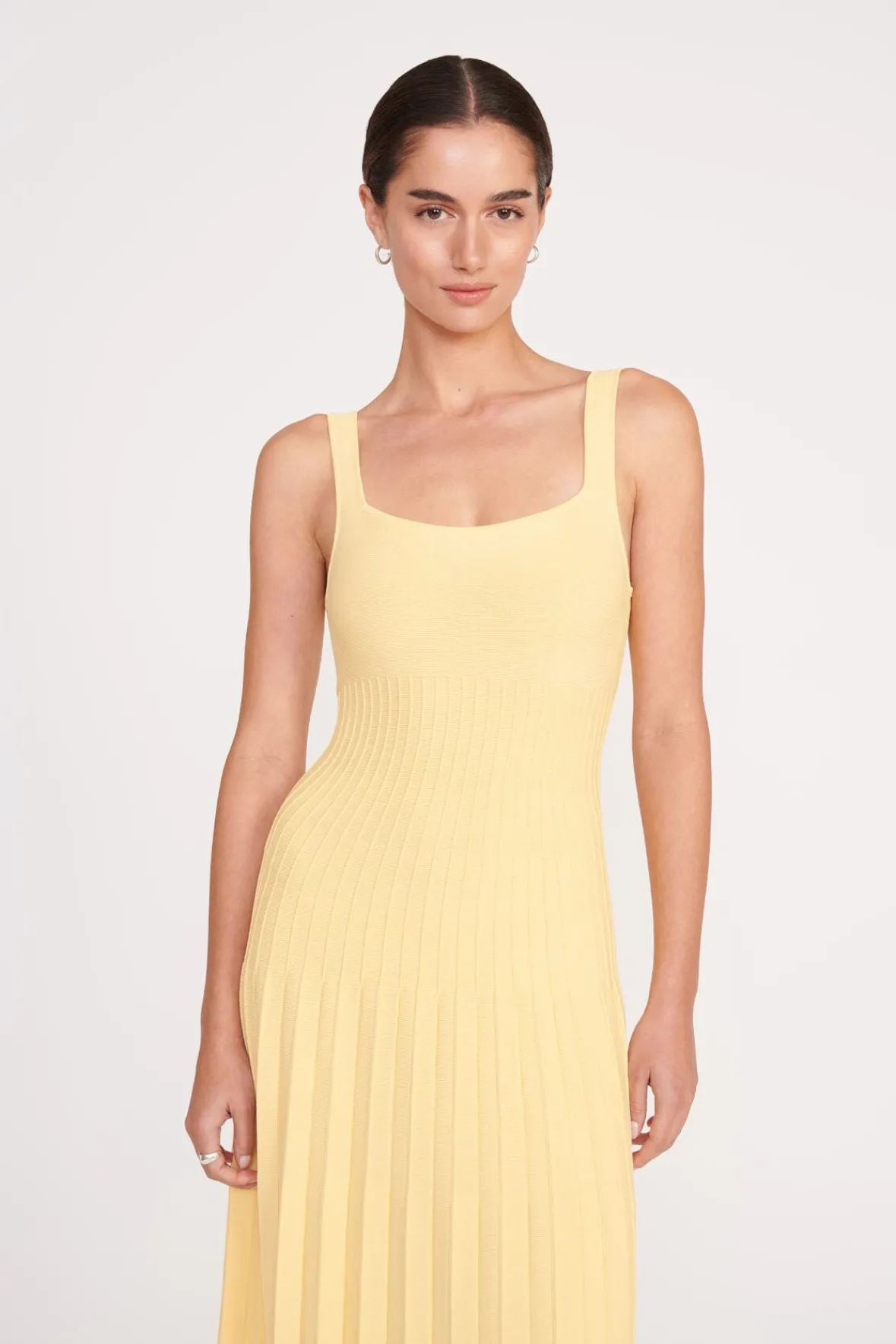 STAUD ELLISON DRESS LEMON DROP> Knit Dresses|Maxi Dresses