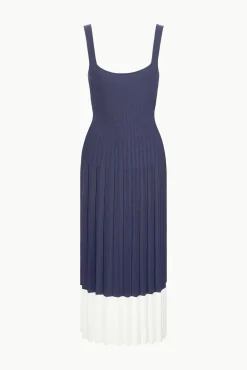 STAUD ELLISON DRESS NAVY WHITE><noscript><img width=
