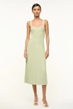 STAUD ELLISON DRESS PALE JADE> Knit Dresses|Midi Dresses