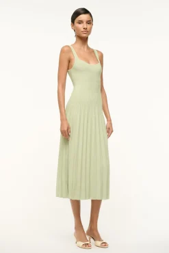 STAUD ELLISON DRESS PALE JADE> Knit Dresses|Midi Dresses