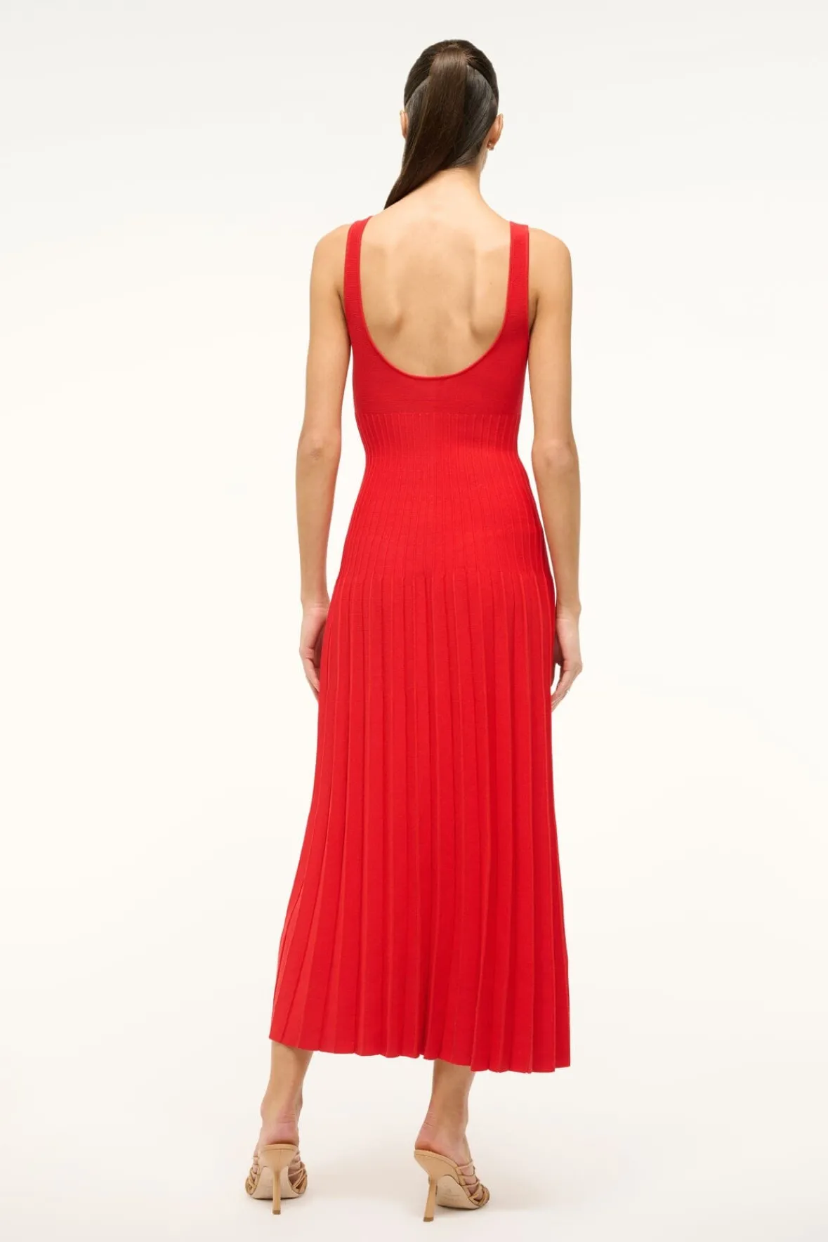 STAUD ELLISON DRESS RED ROSE> Knit Dresses|Midi Dresses