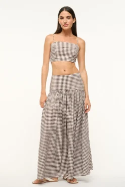 STAUD FEDERICO TANK DARK CHOCOLATE GINGHAM> Swim|Cover-ups