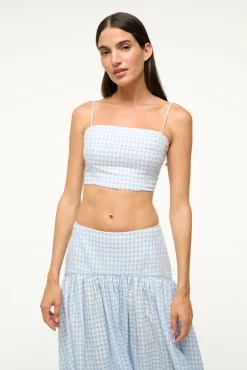 STAUD FEDERICO TANK SKY GINGHAM> Swim|Cover-ups