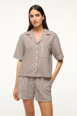 STAUD GABI SHIRT DARK CHOCOLATE GINGHAM><noscript><img width=