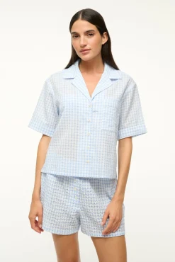 STAUD GABI SHIRT SKY GINGHAM><noscript><img width=