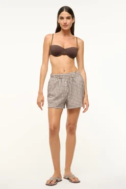 STAUD GABI SHORT DARK CHOCOLATE GINGHAM><noscript><img width=