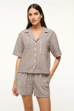 STAUD GABI SHORT DARK CHOCOLATE GINGHAM><noscript><img width=