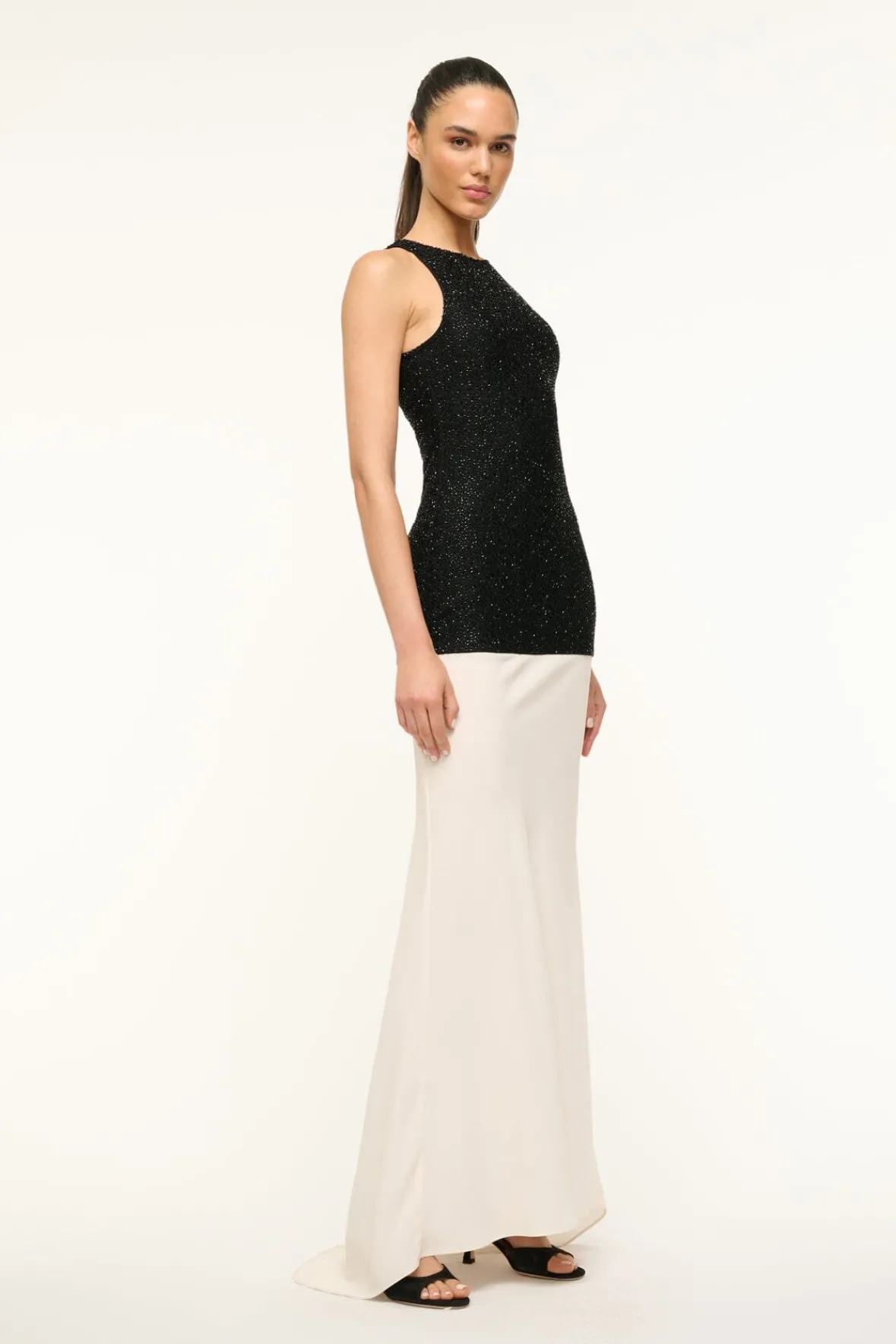 STAUD GABRIELLE DRESS BLACK IVORY> The Evening Edit|Maxi Dresses