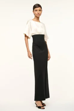 STAUD GARNET DRESS IVORY BLACK><noscript><img width=