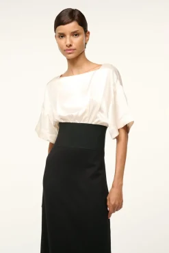 STAUD GARNET DRESS IVORY BLACK><noscript><img width=