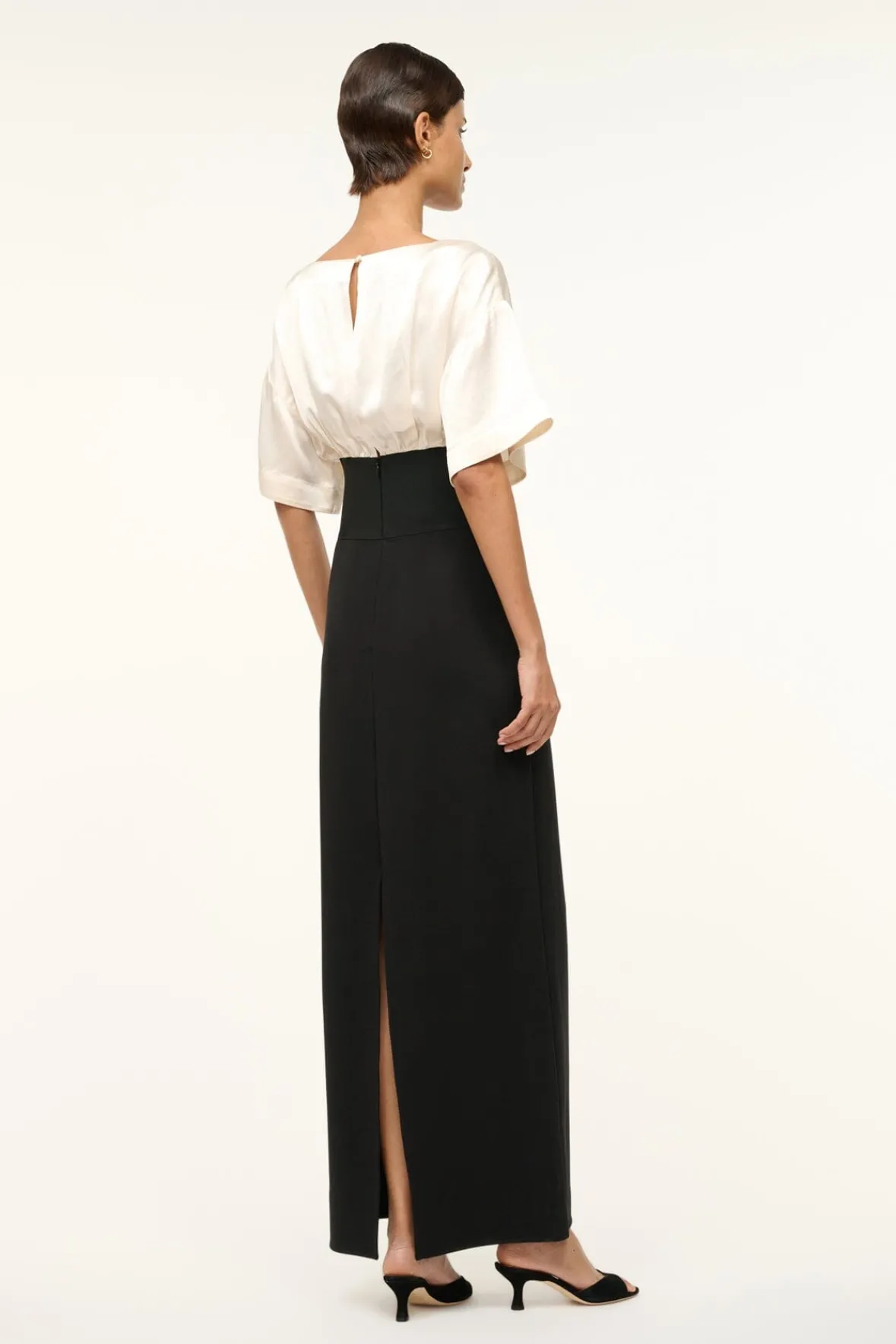 STAUD GARNET DRESS IVORY BLACK> The Evening Edit|Maxi Dresses