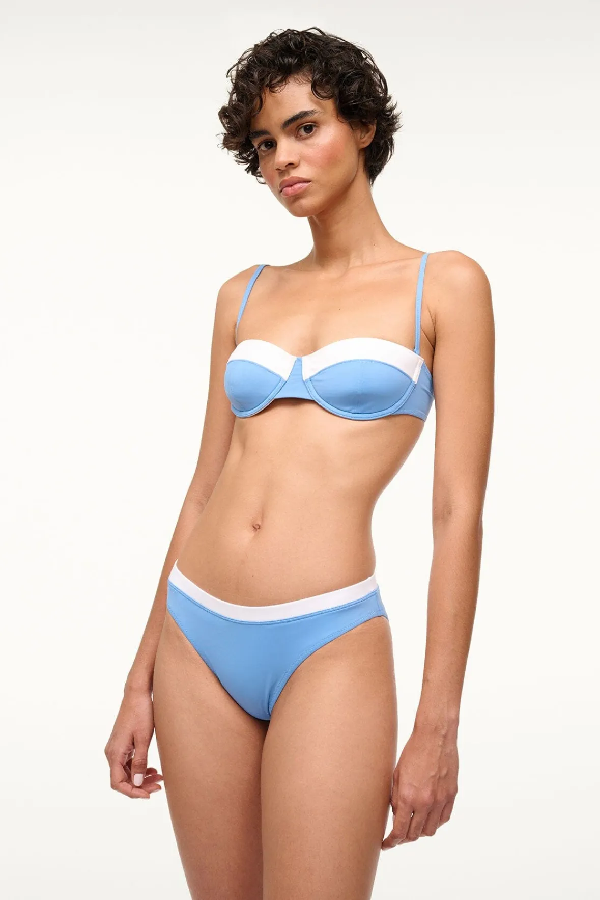 STAUD GEMMA BIKINI BOTTOM AZURE WHITE> Swim