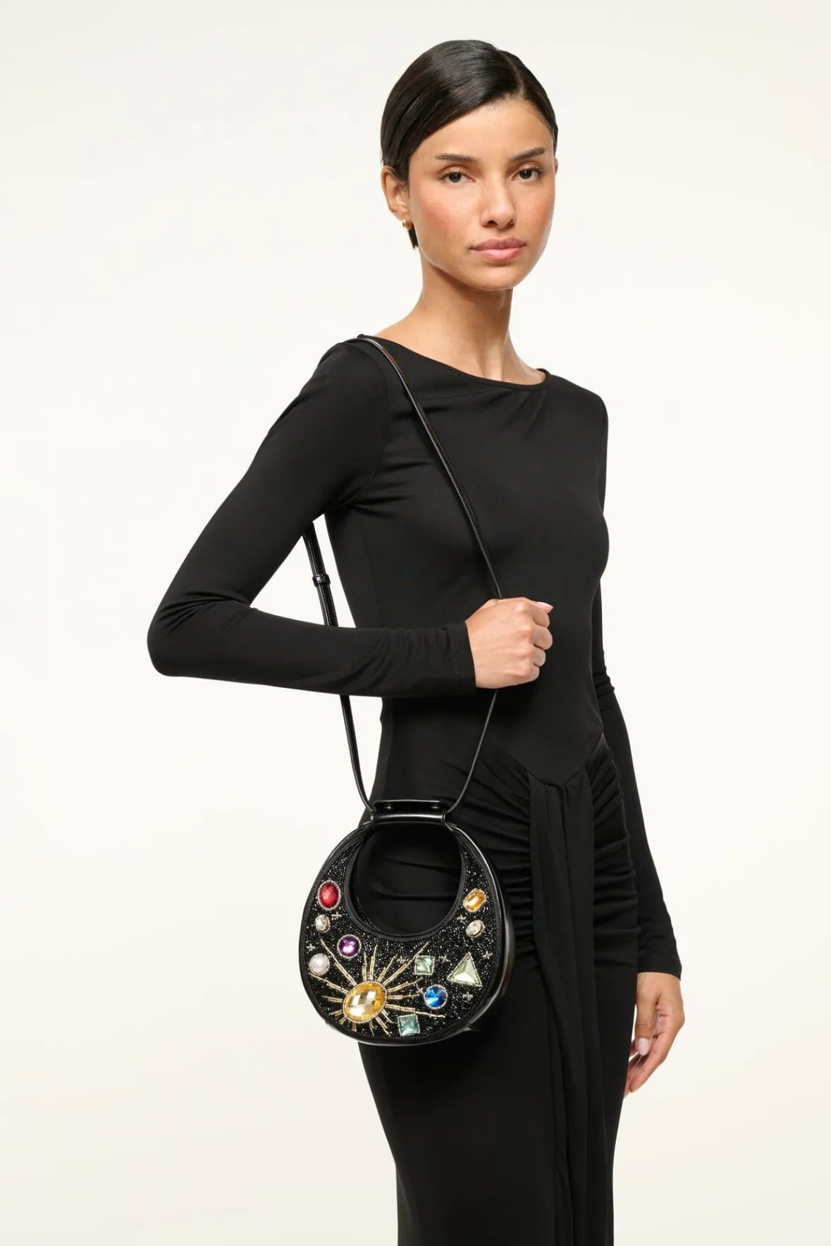 STAUD GOOD NIGHT MOON BLACK CELESTIAL> The Evening Edit|Clutches & Handhelds