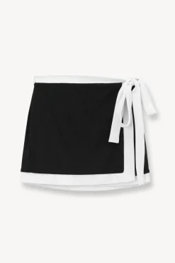 STAUD GRETCHEN MINI WRAP SKIRT BLACK WHITE><noscript><img width=