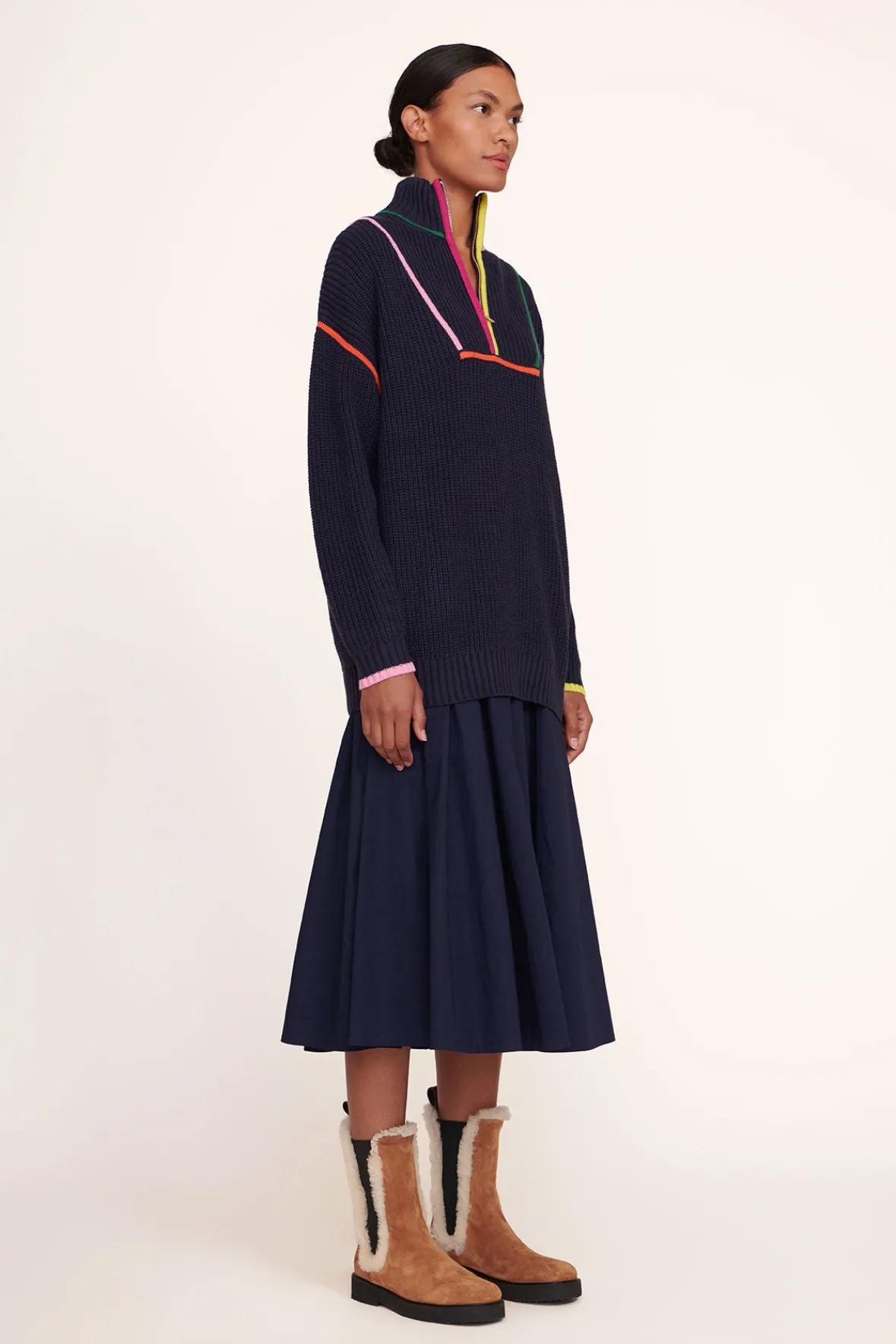 STAUD HAMPTON SWEATER NAVY MULTI> Sweaters