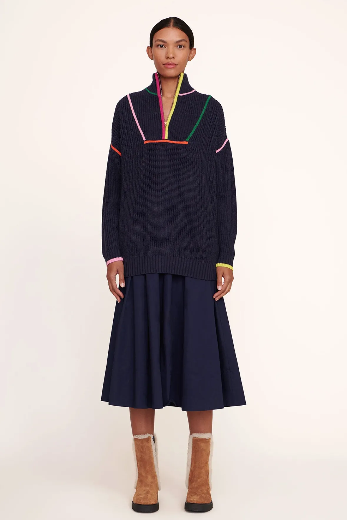 STAUD HAMPTON SWEATER NAVY MULTI> Sweaters