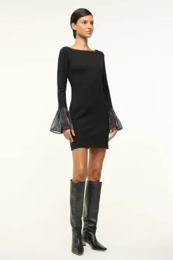 STAUD HAWTHORNE DRESS BLACK NAVY> The Evening Edit