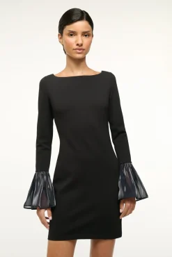 STAUD HAWTHORNE DRESS BLACK NAVY><noscript><img width=