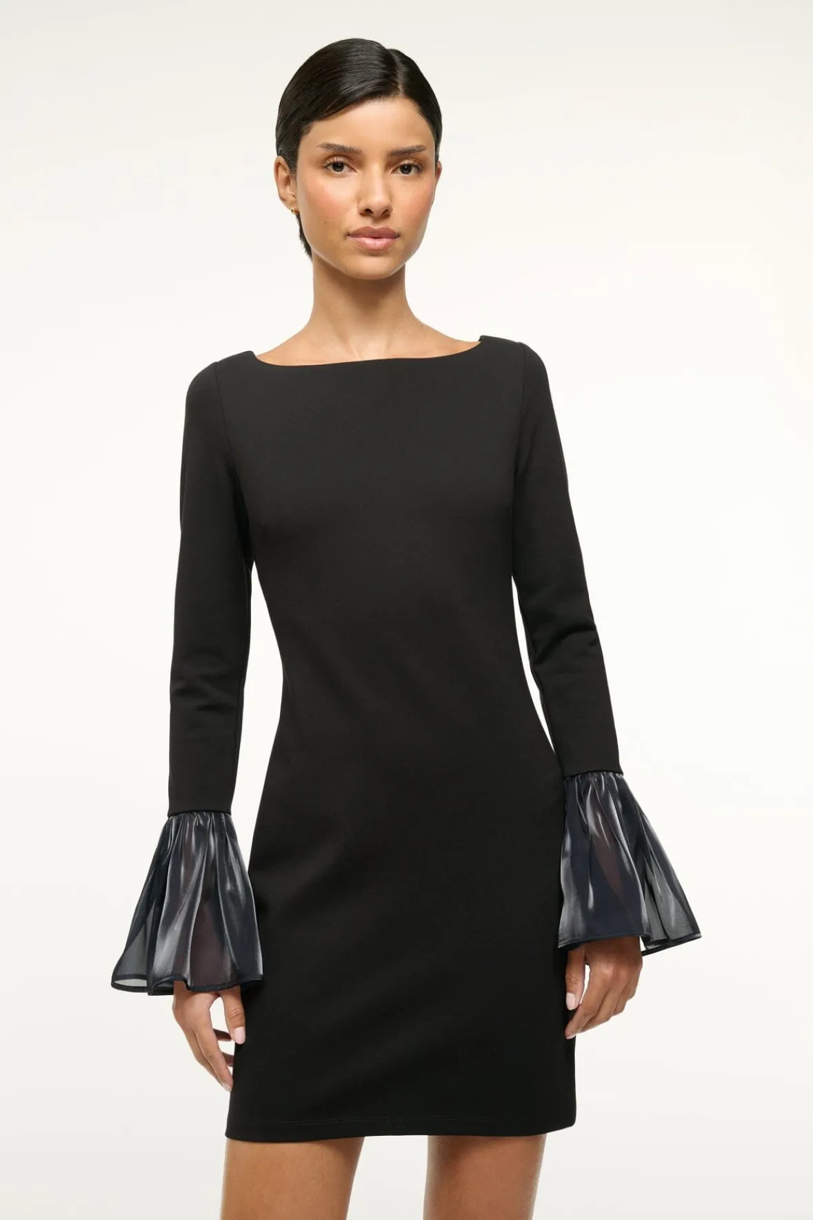 STAUD HAWTHORNE DRESS BLACK NAVY> The Evening Edit