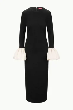 STAUD HAWTHORNE MAXI DRESS BLACK IVORY><noscript><img width=