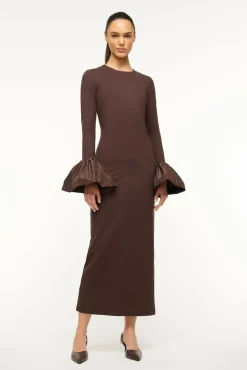 STAUD HAWTHORNE MAXI DRESS DARK CHOCOLATE> The Evening Edit|Maxi Dresses